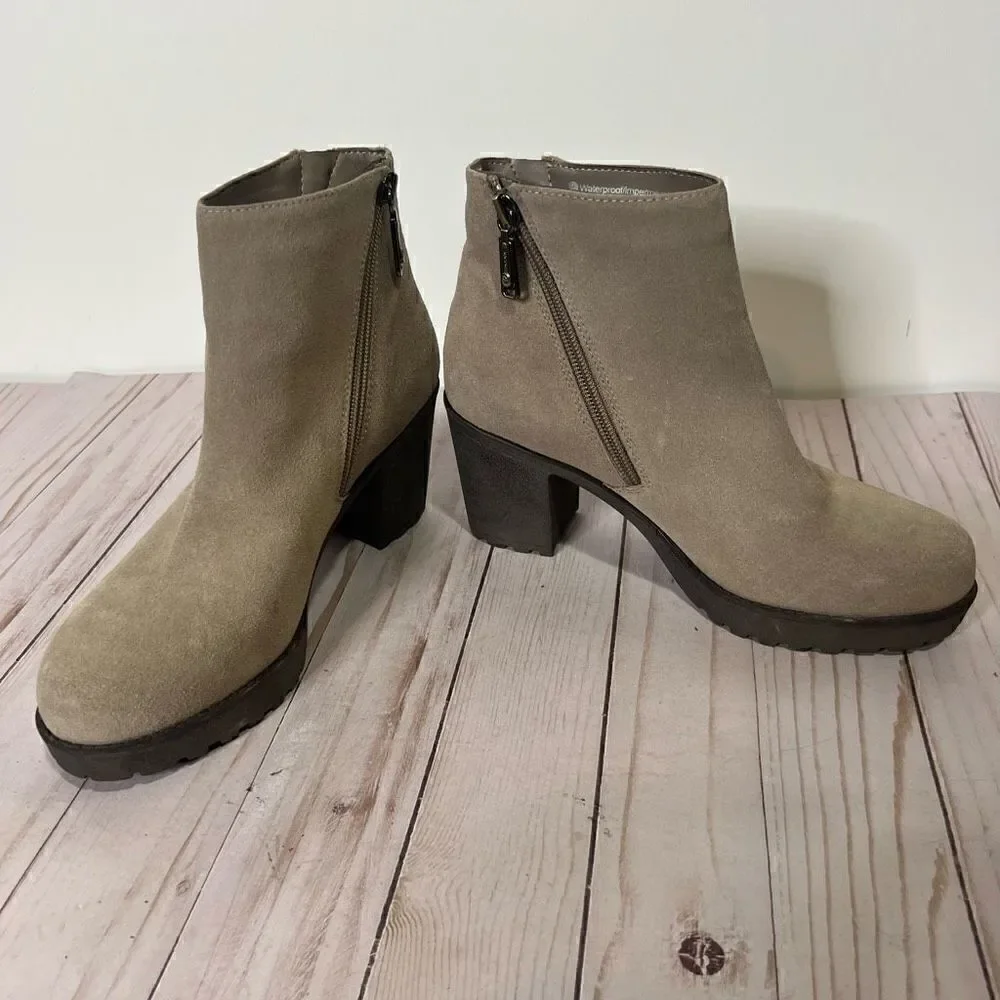 Blondo Tan Nude Leather Suede Waterproof Lug Boots